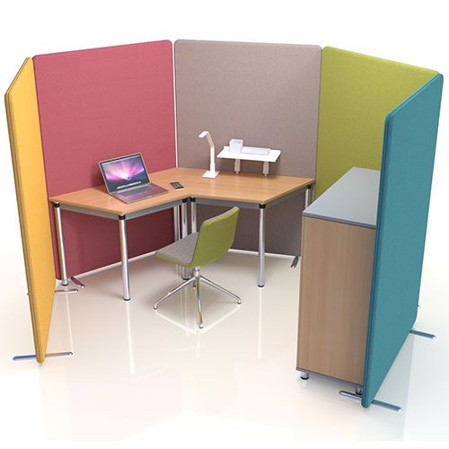 Delta Deluxe 66mm Acoustic Office Divider used to create single workspace cubicle. 