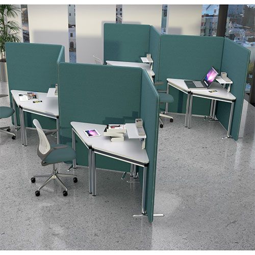 Delta Acoustic Privacy Cubicles with triangle shaped desks