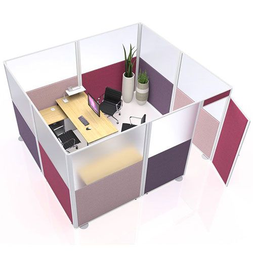 Inspire Acoustic Office Pod with forsted acrylic and acoustic panels. 