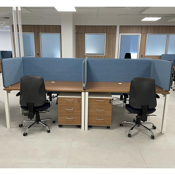 Omega Acoustic Desk Dividers fitted to the back and sides oft he desk. 