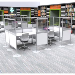 Multi-Panel Laminate & Acrylic Panels set up in a library 