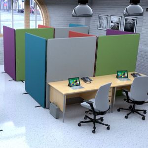 Office cubicles made with acoustic office screens from the Nova deluxe screen range. 