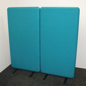 Nova 66mm Acoustic Office Partitions with blue fabric and black PVC egding