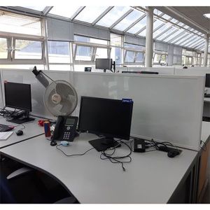 Morton Laminate Desk Screens fitted to the back of the desk